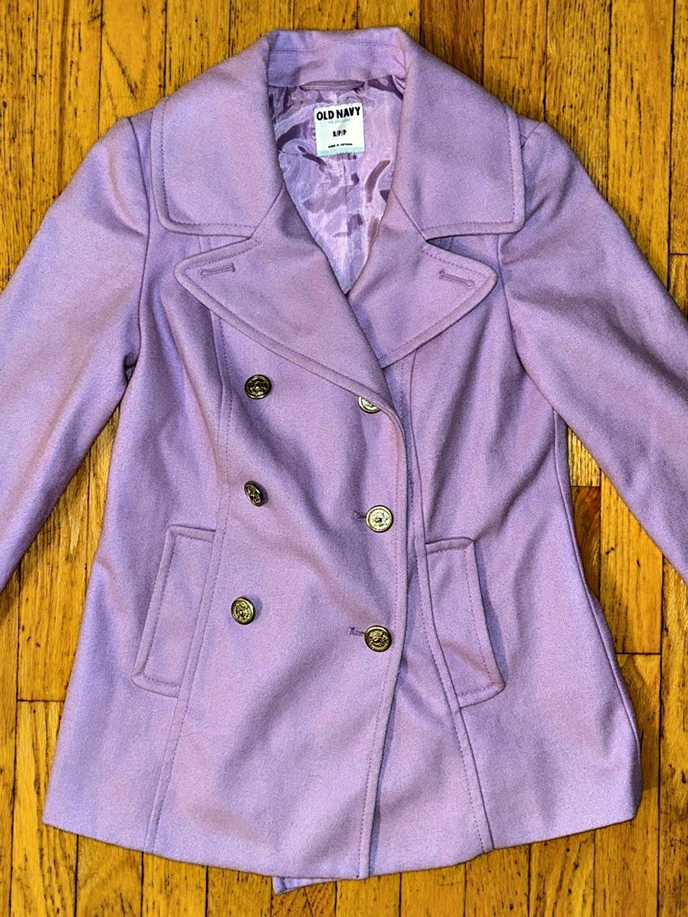 Old Navy Women’s Wool-Blend Double-Breasted Peacoat - Lilac - Small